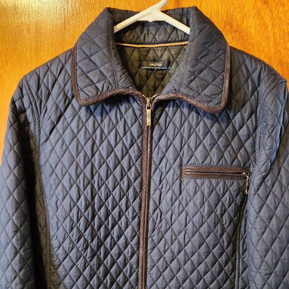Women's Medium Nautica Navy Blue Zip Up Quilted Jacket - Picture 2 of 7